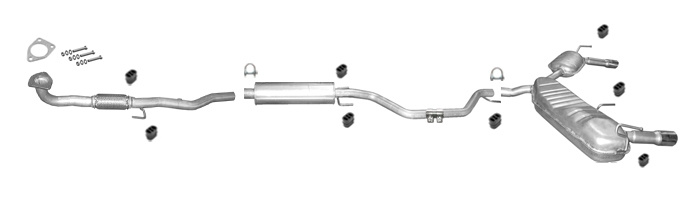 Auspuff für OPEL SIGNUM 2.0 Turbo 175PS Ab 2003 mit CHROM + Rohr Auspuffanlage