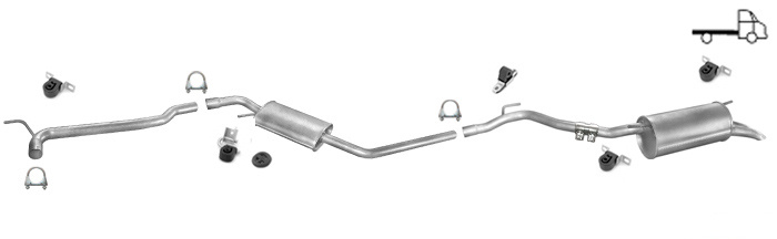 Auspuff VW T4 1.9 2.4 2.5 D TD TDI PRITSCHE LWB 96-03 +Reparaturrohr