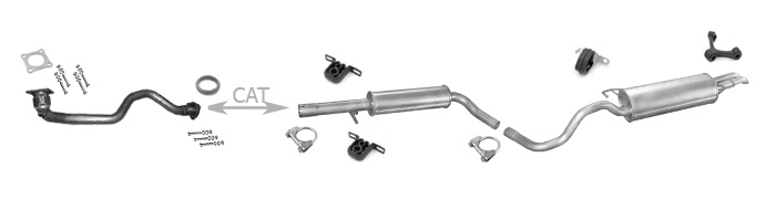 Auspuff für SKODA OCTACIA 1.4 16V 75PS 2000-2002 +Rohr Auspuffanlage