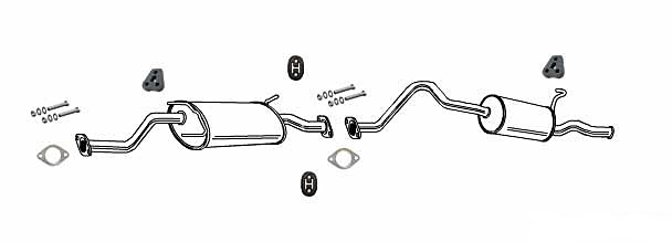 Auspuff HYUNDAI H-1 H200 2.5 TD SWB 1997-2001 Auspuffanlage