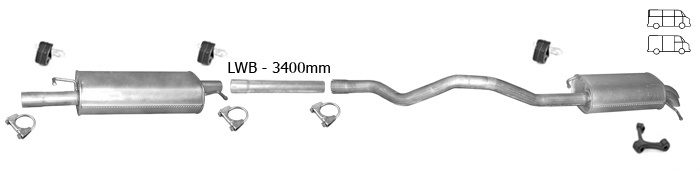 Auspuff VW T5 TRANSPORTER V 1.9 TDI LWB-Lang 2003-2009 Auspuffanlage