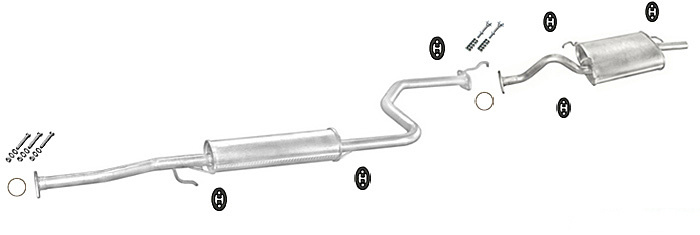 Auspuff HONDA CIVIC VI 1.4 Aerodeck Kombi 1998-2001 Auspuffanlage