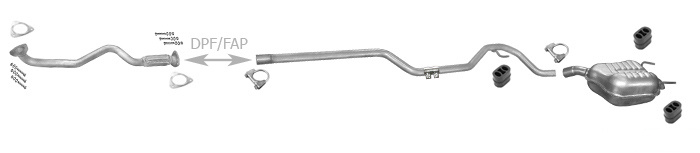 Auspuff OPEL VECTRA C 1.9 CDTI für mit DPF +Rohr Vorne Auspuffanlage