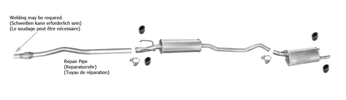 Auspuff für OPEL CORSA B 1.2 16V +Reparaturrohr Auspuffanlage