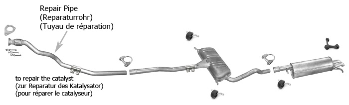 Auspuff SKODA SUPERB I 1.9 TDi 130PS +Reparaturrohr Auspuffanlage