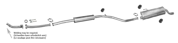 Auspuff für PEUGEOT 206 1.6 ab 2005 mit CHROM +Rohre Auspuffanlage