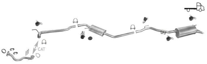 Auspuff VW T4 1.9 2.4 2.5 D TD TDI PRITSCHE LWB 96-03 +Reparatur +Hosenrohr