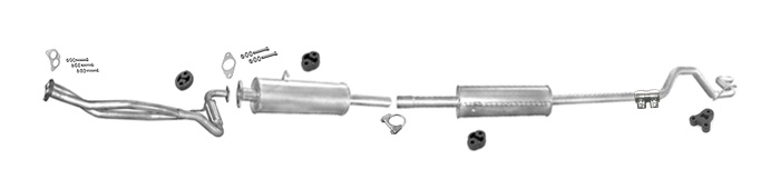 Auspuff für FORD TRANSIT 2.5D 76PS 08.1996-2000 LWB Auspuffanlage