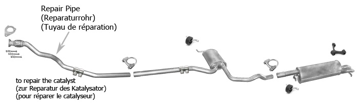 Auspuff VW PASSAT B4 1.9 TDi 90/110PS +Reparaturrohr Auspuffanlage