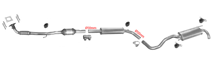 Auspuff + Katalysator für VW POLO (6N2) 1.4 16V 101PS Motor: AFK Auspuffanlage