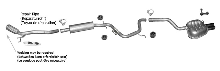 Auspuff für VW JETTA A5 GOLF V 1.9 TDi +Rohr +Chrom Auspuffanlage