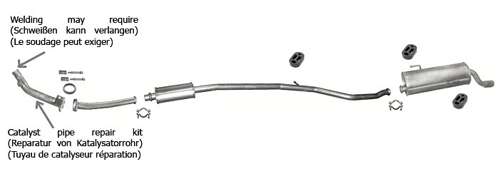 Auspuff PEUGEOT 206 CC 1.6 16V 2000-2005 +Reparaturrohr Auspuffanlage