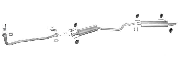 Auspuff OPEL ASTRA F 1.4 60/82PS Schrägheck 1996-04.1998 +Rohr Auspuffanlage