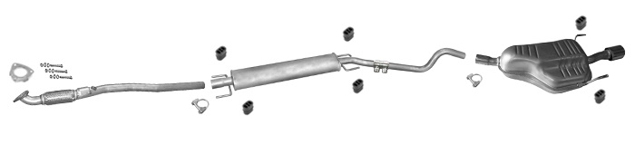 Auspuff für OPEL ASTRA H 1.6 1.8 Schrägheck / GTC +Rohr mit CHROM Auspuffanlage