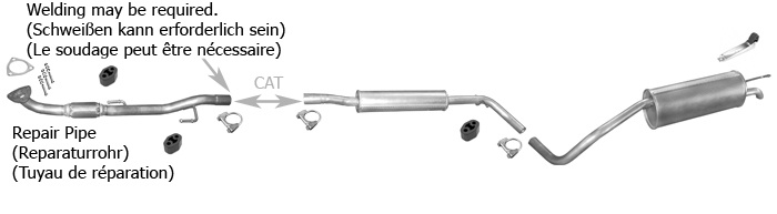 Auspuff SKODA ROOMSTER 1.4 86PS 2006-2010 +Reparaturrohr Auspuffanlage