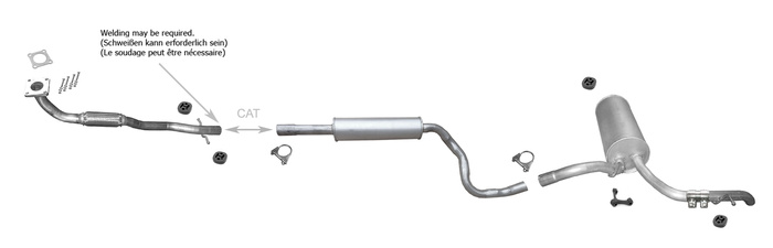 Auspuff für AUDI A2 1.4 42 Liter Tank 2002-2005 +Rohr Vorne