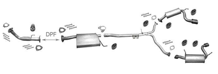 Auspuff für CHEVROLET CAPTIVA 2.0 VCDi 2006-2011 Für mit DPF +Rohr Auspuffanlage