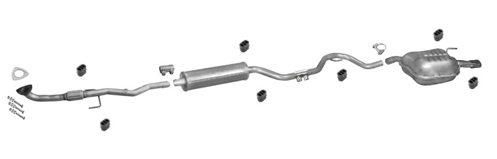 Auspuff für OPEL VECTRA C 2.2 16V mit Chrom +Rohr Auspuffanlage