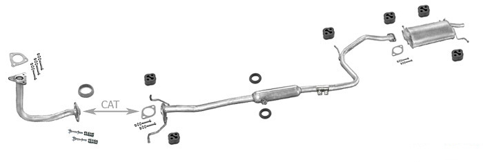 Auspuff KIA PRIDE 1.3 Schrägheck 3-Türen 1994-2000 +Rohr Auspuffanlage