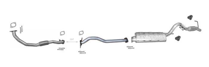 Auspuff für Mitsubishi L200 2.5 TD 4x4 Pick-Up mit KAT 2001-2006 Auspuffanlage