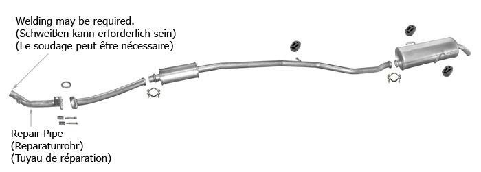Auspuff PEUGEOT 206 1.6 110PS Schrägheck +Reparaturrohr Auspuffanlage
