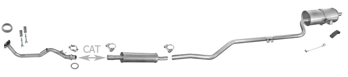 Auspuff TOYOTA COROLLA Compact (E11) 1.3/1.4 86PS 3-Tür +Rohr Auspuffanlage