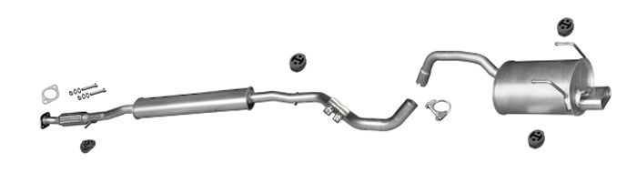 Auspuff für FIAT PANDA II (169) 1.4 100PS mit CHROM Endrohr Auspuffanlage