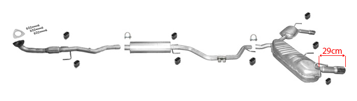 Auspuff für OPEL VECTRA C 2.2 Direct Turbo mit CHROM + Rohr Kombi Auspuffanlage