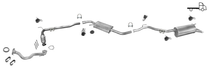 Auspuff + Katalysator für VW T4 1.9 2.4 2.5 D TDI PRITSCHE SWB 96-03 +Hosenrohr