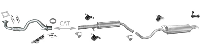 Auspuff für VW BORA / VW GOLF 4 Variant 1.6 105PS Motorcode: ATN/AUS/AZD +Rohr