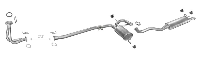 Auspuff RENAULT 19 R19 1.7 1.8 Schrägheck Cabrio 88-96 +Rohr Auspuffanlage