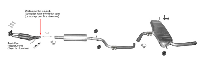 Auspuff für SEAT ALTEA XL / TOLEDO III 1.6 2004-10 +Reparaturrohr Auspuffanlage