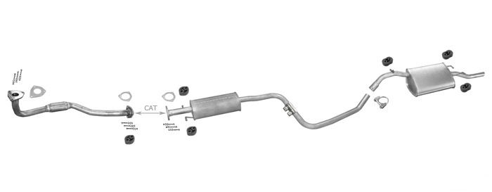 Auspuff DAEWOO NUBIRA 1.6 106PS Stufenheck Kombi 99-01 +Rohr Auspuffanlage