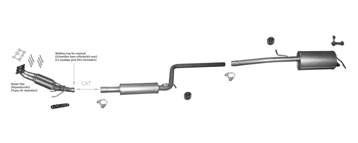 Auspuff für VW CADDY III MAXI 1.6 1.6BiFuel LWB 2007-2015 +Rohr  Auspuffanlage