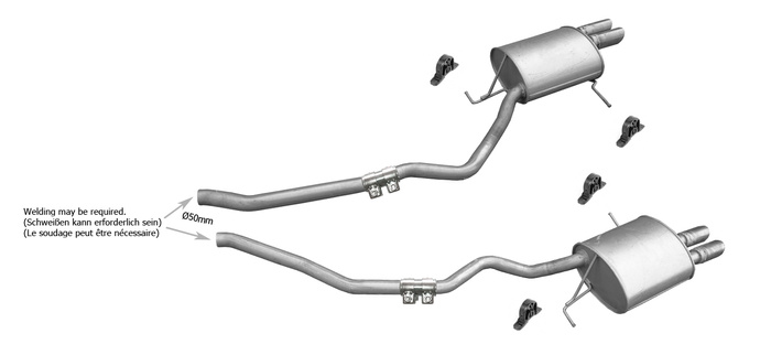 Auspuff für BMW X5 (E53) 3.0 d links + rechts Endschalldämpfer