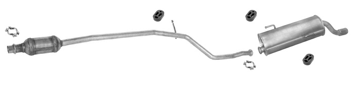 Auspuff + Katalysator für PEUGEOT 206 1.4 KFX mit Chrom Endrohr Auspuffanlage
