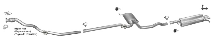 Auspuff VW PASSAT B5 1.9 TDi 101/115PS +Reparaturrohr Auspuffanlage