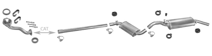 Auspuff VW GOLF 2 II 1.8 mit KAT 1987-1989 +Rohr Auspuffanlage