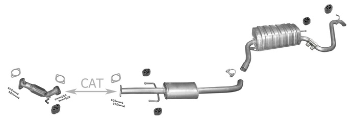 Auspuff für HYUNDAI i30 1.4 1.6 Schrägheck EURO 5 Schellenverbindung 09-12 +Rohr