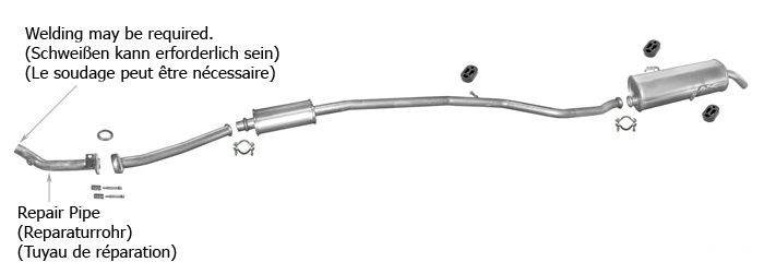 Auspuff PEUGEOT 206 1.6 110PS Schrägheck +Reparaturrohr Auspuffanlage