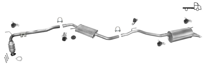 Auspuff + Katalysator für VW T4 1.9 2.4 2.5 D TD TDI PRITSCHE SWB 1996-2003