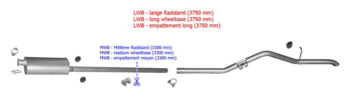 Auspuff FORD TRANSIT 2.2 TDCi Bus/Kasten ohne DPF ab 2006 Auspuffanlage