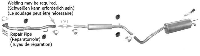 Auspuff SKODA ROOMSTER 1.6 2006-2010 +Reparaturrohr Auspuffanlage