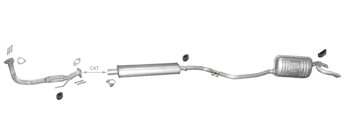 Auspuff FIAT PUNTO (176) 1.2 60PS Schrägheck Cabrio +Rohr Auspuffanlage