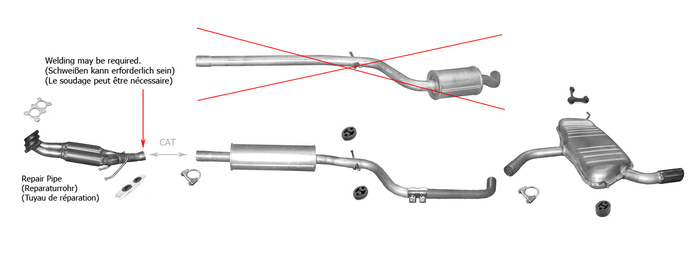 Auspuff für SEAT ALTEA 5P1 / LEON 1P1 1.6 mit Chrom Endrohr +Rohr Auspuffanlage