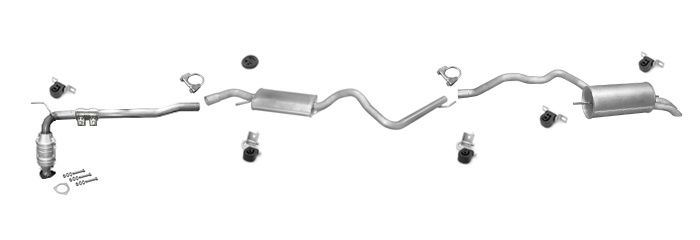 Auspuff für VW T4 TRANSPORTER IV 2.4 D 2.5 TDi SYNCRO LWB Mit CAT Auspuffanlage