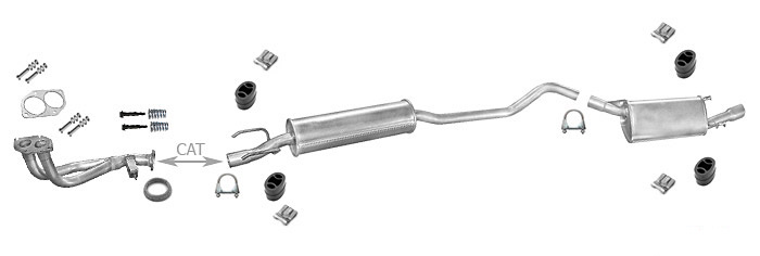 Auspuff OPEL TIGRA 1.4 1.6 +Rohr Vorne Auspuffanlage