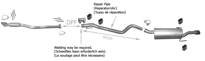 Auspuff für OPEL ASTRA H 1.9 CDTi TwinTop 150PS mit DPF + Rohr Vorne