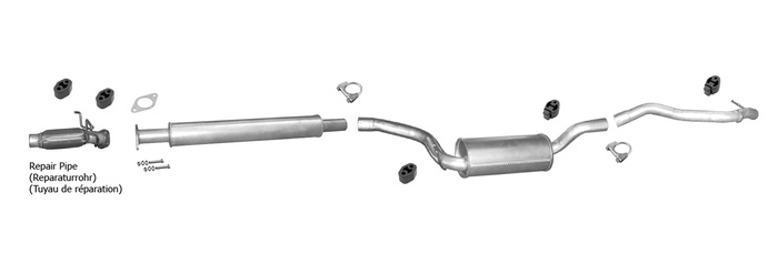 Auspuff für FORD FOCUS MK2 2.0 TDCi Schrägheck / C-MAX ohne DPF + Reparaturrohr