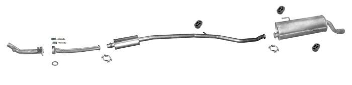 Auspuff für PEUGEOT 206 CC 1.6 16V AUTOMAT 00-05 +Reparaturrohr Auspuffanlage